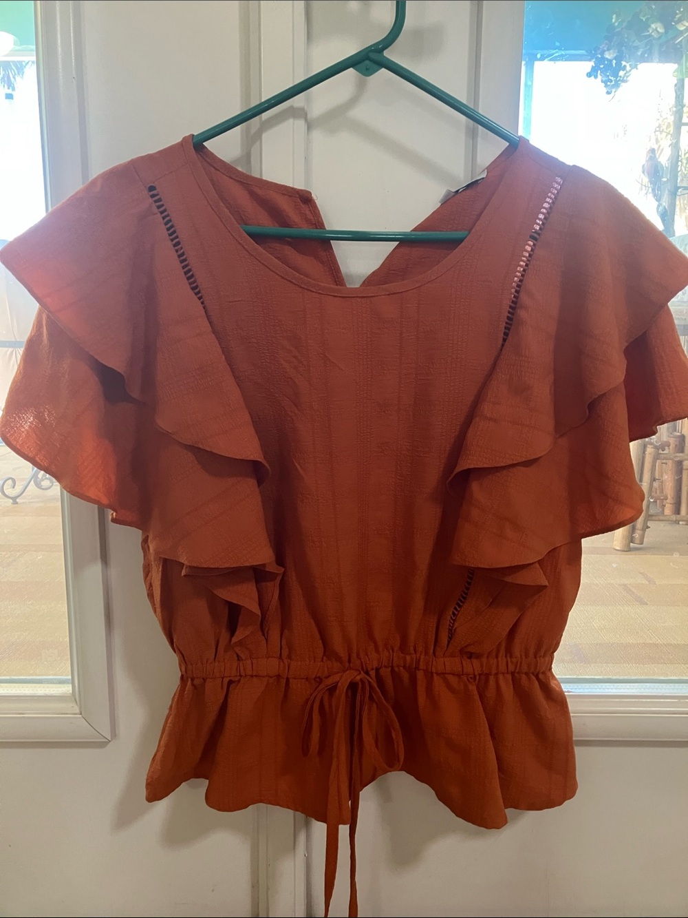 Sweet Rain Ruffle Peplum Blouse - Rust